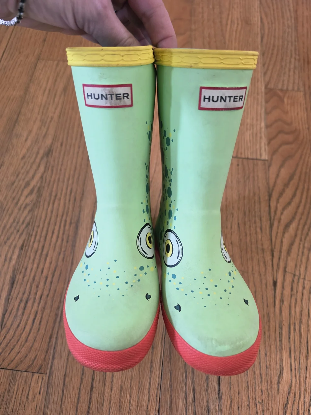 HUNTER Kids' Green Lizard Splash Rain Boots Size 10/ UK 9/ EU 27